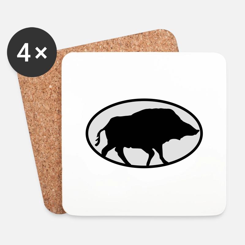 Wildschweine - Untersetzer (4er-Set) - Weiß