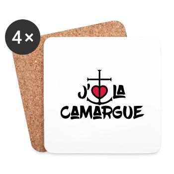 j'aime la Camargue - Dessous de verre (lot de 4) - blanc - Devant