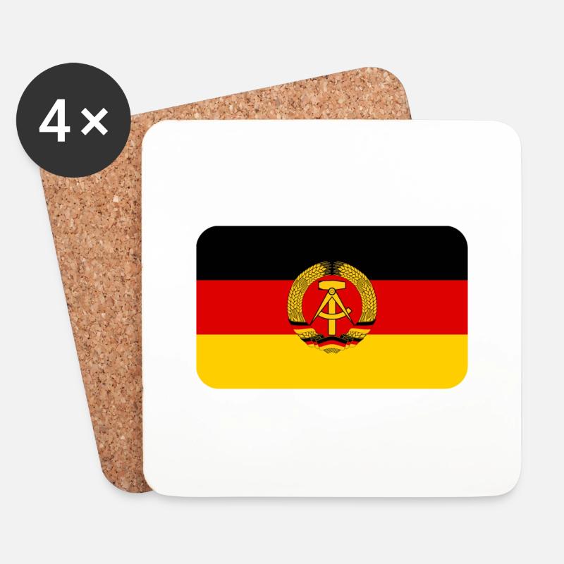 GDR FLAG round corner 400 dpi - Untersetzer (4er-Set) - Weiß