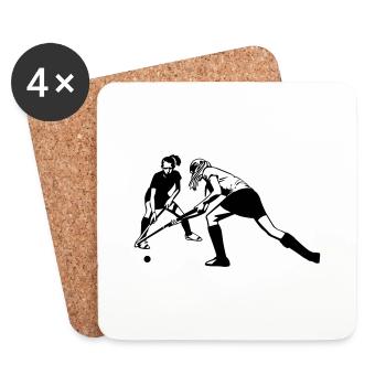Les filles de hockey - Dessous de verre (lot de 4) - blanc - Devant