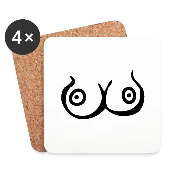 cartoon boobs - Coasters (set of 4) - white - Front