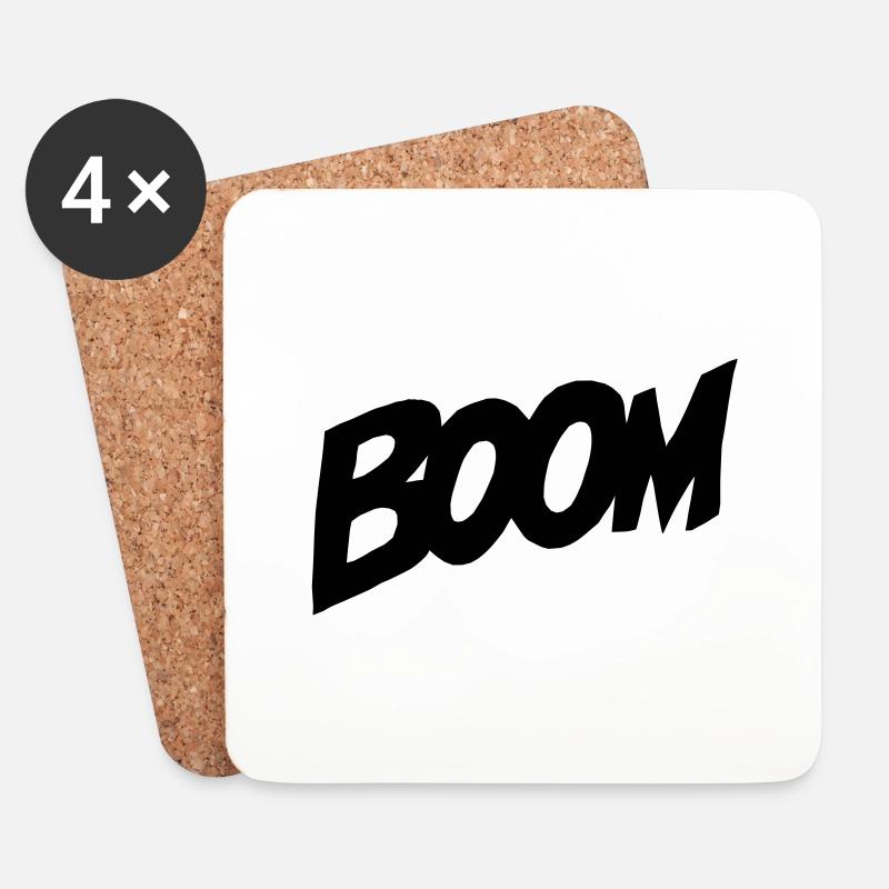 BOOM Comic-Style - Untersetzer (4er-Set) - Weiß