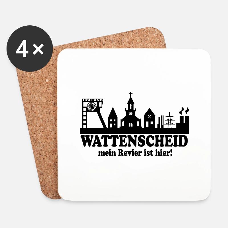 Skyline Wattenscheid - Mein Revier ist hier - Untersetzer (4er-Set) - Weiß