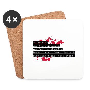 anti-nazi-shirt sortie-shirt - Dessous de verre (lot de 4) - blanc - Devant