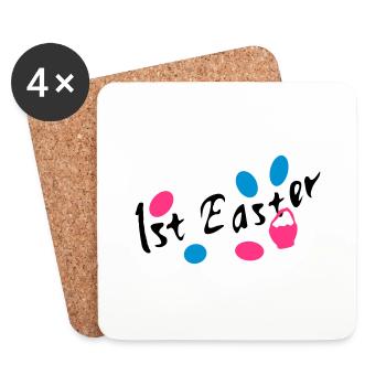 1er Pâques txt easter eggs - Dessous de verre (lot de 4) - blanc - Devant
