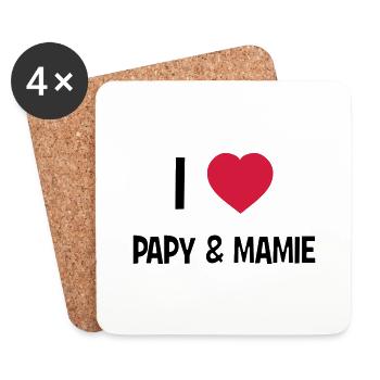 I Love Papy & Mamie - Coasters (set of 4) - white - Front
