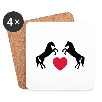 Two wild horses with heart - this design lets you - Coasters (set of 4) - white - Front
