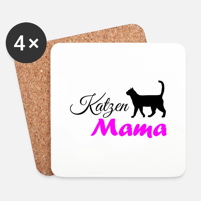 Katzenmama/ Katzenbesitzer - Untersetzer (4er-Set) - Weiß
