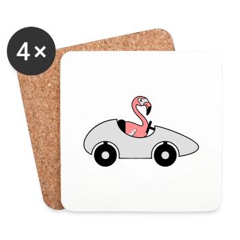 car driving lawn sports car driver license flaming - Coasters (set of 4) - white - Front