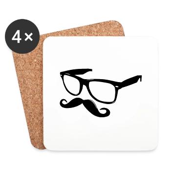 nerdy moustache - Coasters (set of 4) - white - Front