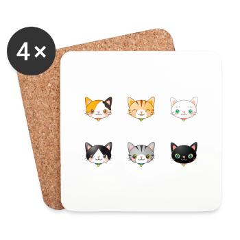 Katzen - Untersetzer (4er-Set) - Weiß - Vorne