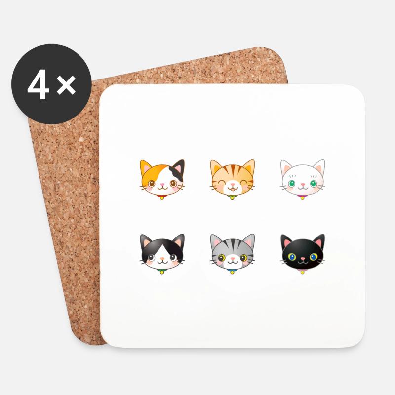 Katzen - Untersetzer (4er-Set) - Weiß
