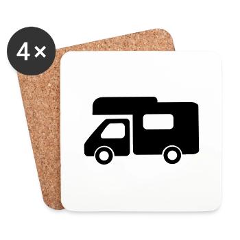camping-car - Dessous de verre (lot de 4) - blanc - Devant