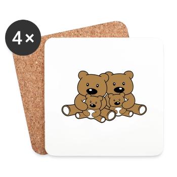 family siblings children dad mum baby cub l - Coasters (set of 4) - white - Front