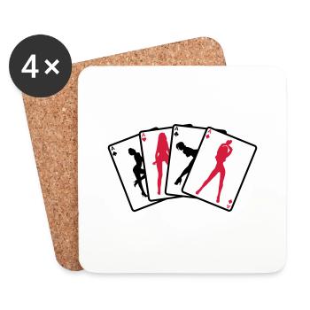 Strippoker - Untersetzer (4er-Set) - Weiß - Vorne