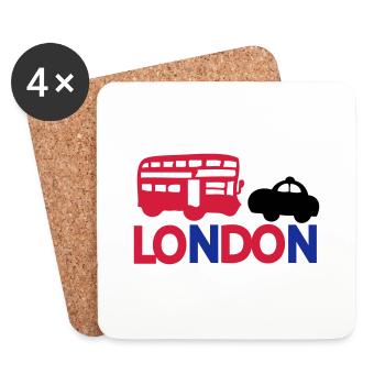 LONDON BLACK CAP& RED BUS - Coasters (set of 4) - white - Front