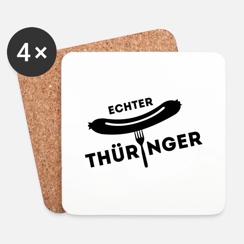 Echter Thüringer - Bratwurst Gabel - Untersetzer (4er-Set) - Weiß