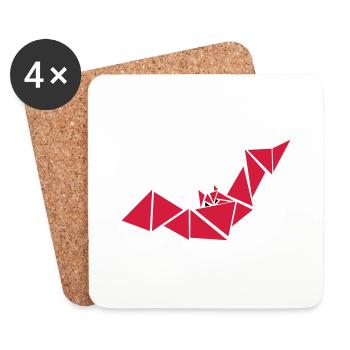 Origami Paper Animal Bat - Coasters (set of 4) - white - Front