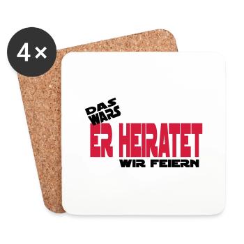 das wars er heiratet wir feiern junggesellen - Untersetzer (4er-Set) - Weiß - Vorne