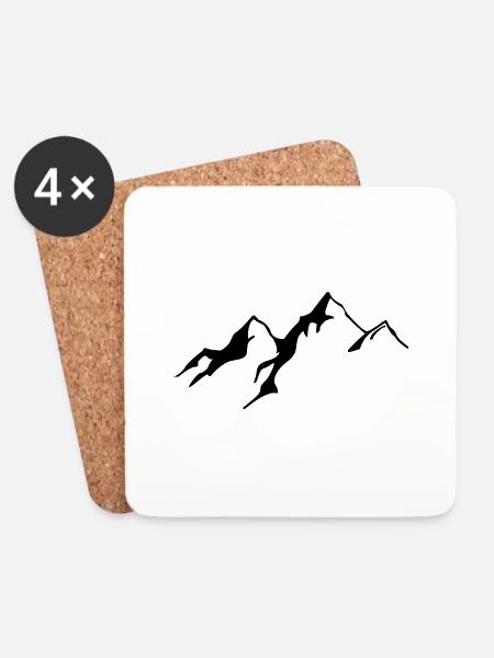 Berge - Untersetzer (4er-Set) - Weiß
