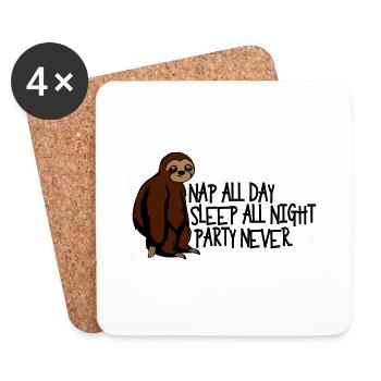 Nap all day sleep all night party never - Untersetzer (4er-Set) - Weiß - Vorne