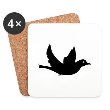 Bird Dove of Peace Black Night Feather Wings - Coasters (set of 4) - white - Front