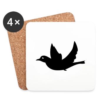 Oiseau noir Corbeau Vole plume Air - Dessous de verre (lot de 4) - blanc - Devant
