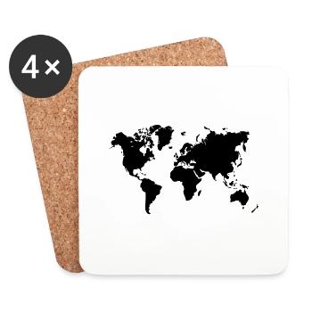 world travel world trip map retro - Coasters (set of 4) - white - Front