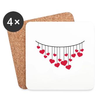 coeur amour amoureux clip saint valentin fête des mères - Dessous de verre (lot de 4) - blanc - Devant