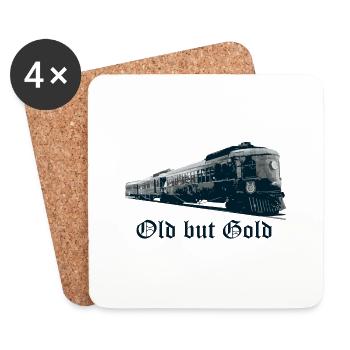 Vieux train - Tee shirt train - Dessous de verre (lot de 4) - blanc - Devant