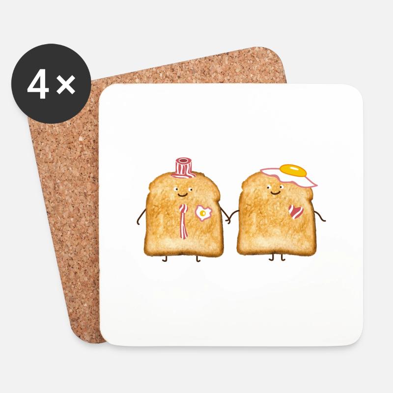 Brautpaar Toast - Untersetzer (4er-Set) - Weiß