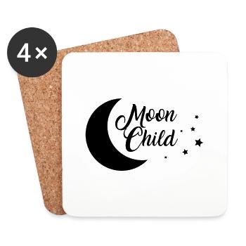 idée cadeau enfant lune - Dessous de verre (lot de 4) - blanc - Devant
