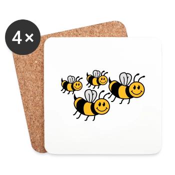 Jolie petite famille d'abeilles - Dessous de verre (lot de 4) - blanc - Devant