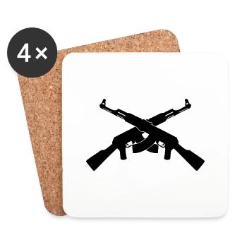 ak47 Maschinengewehr Kalaschnikow Geek Gamer Spaß - Untersetzer (4er-Set) - Weiß - Vorne