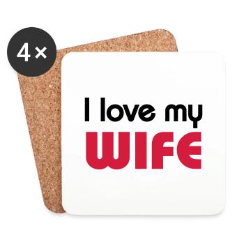 I love my wife - Dessous de verre (lot de 4) - blanc - Devant