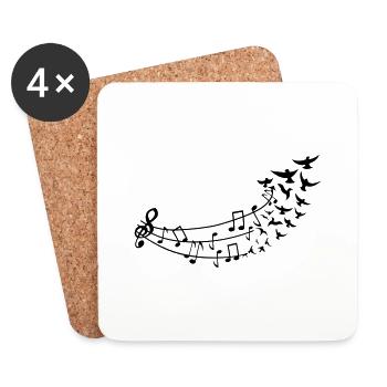 fliegende_noten - Untersetzer (4er-Set) - Weiß - Vorne