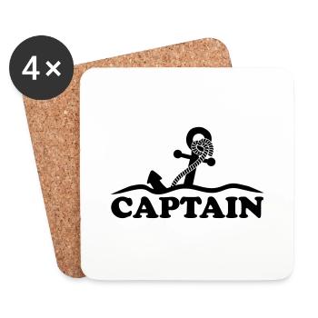 Ancre sous l'eau vagues capitaine conception - Dessous de verre (lot de 4) - blanc - Devant