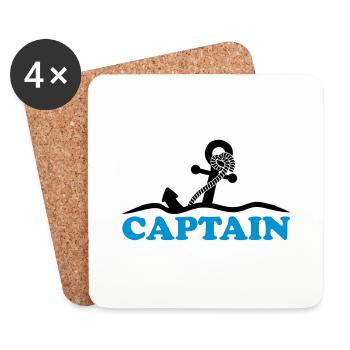 Ancre sous l'eau vagues capitaine conception - Dessous de verre (lot de 4) - blanc - Devant
