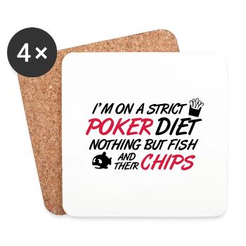 Poker diet: Fish and their chips - Untersetzer (4er-Set) - Weiß - Vorne