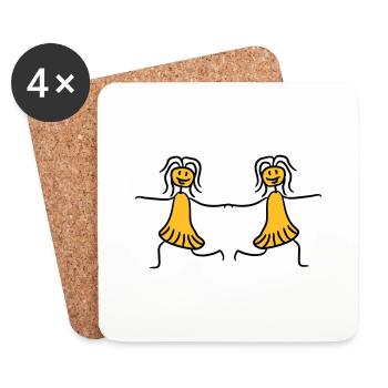 Amis de femmes filles copines danse - Dessous de verre (lot de 4) - blanc - Devant