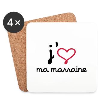 J'aime ma marraine - Dessous de verre (lot de 4) - blanc - Devant