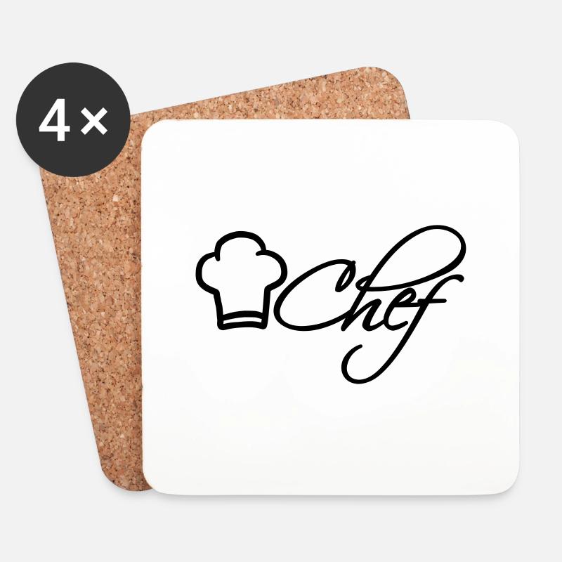 Chef Chef Cap Logo Star Chef - Coasters (set of 4) - white