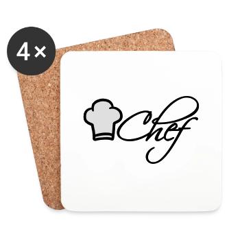 Chef Chef Cap Logo Star Chef - Coasters (set of 4) - white - Front