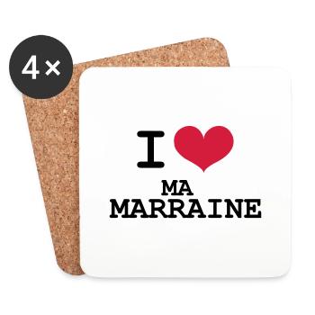 I Love ma Marraine - Dessous de verre (lot de 4) - blanc - Devant