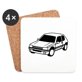 voiture française retro vintage 205 - Dessous de verre (lot de 4) - blanc - Devant