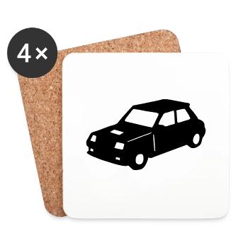 R5 voiture de course vintage retro - Dessous de verre (lot de 4) - blanc - Devant