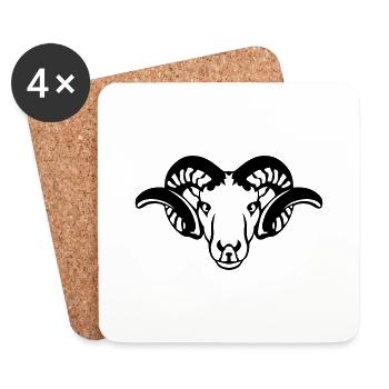 belier corne tete animal 7092 - Dessous de verre (lot de 4) - blanc - Devant
