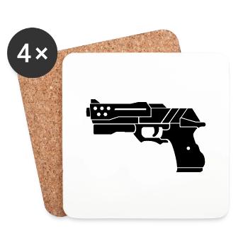 Gun (pistol) - Coasters (set of 4) - white - Front