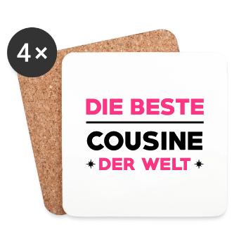 Cousin / Cousine / Vetter / Bruder / Tante / Onkel - Untersetzer (4er-Set) - Weiß - Vorne