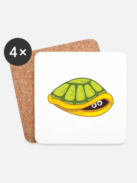 Lustige verängstigte Schildkrötenhaut - Untersetzer (4er-Set) - Weiß
